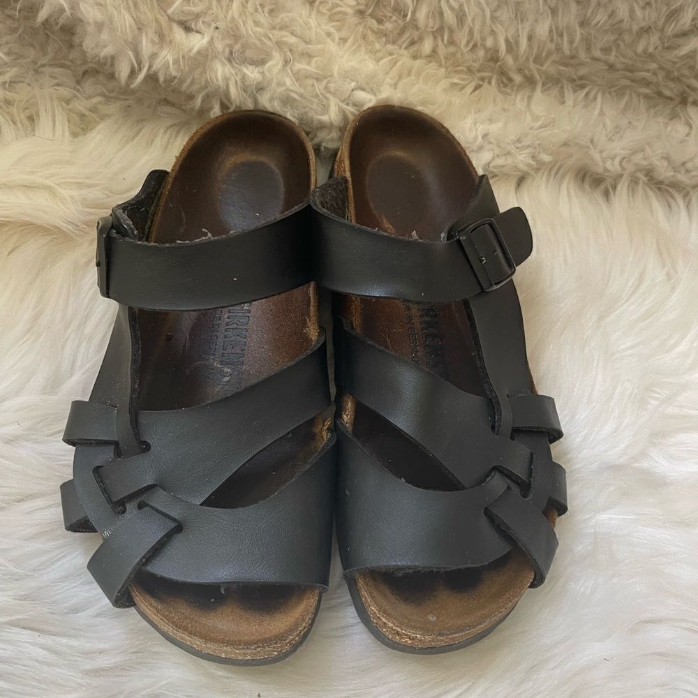 Birkenstock Pisa Side Braid Slide leather Black 
Sandal caged style EUR SZ36